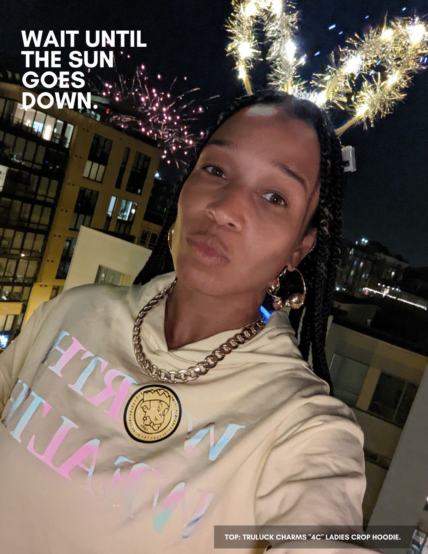 "4C" Ladies Crop Top Hoodie (Canary Yellow)