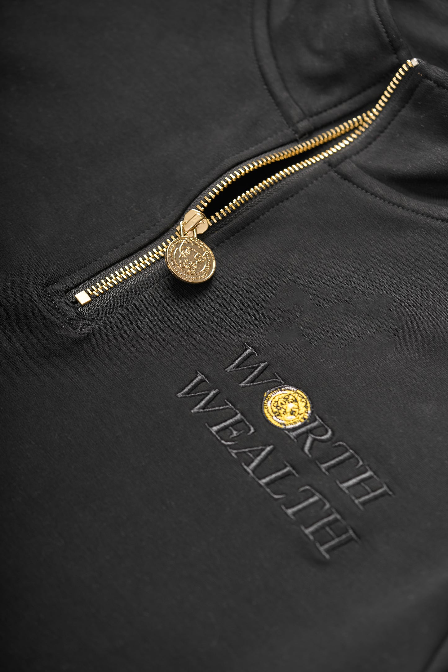 "Don't Rest on Riches" Half-Zip Sweater