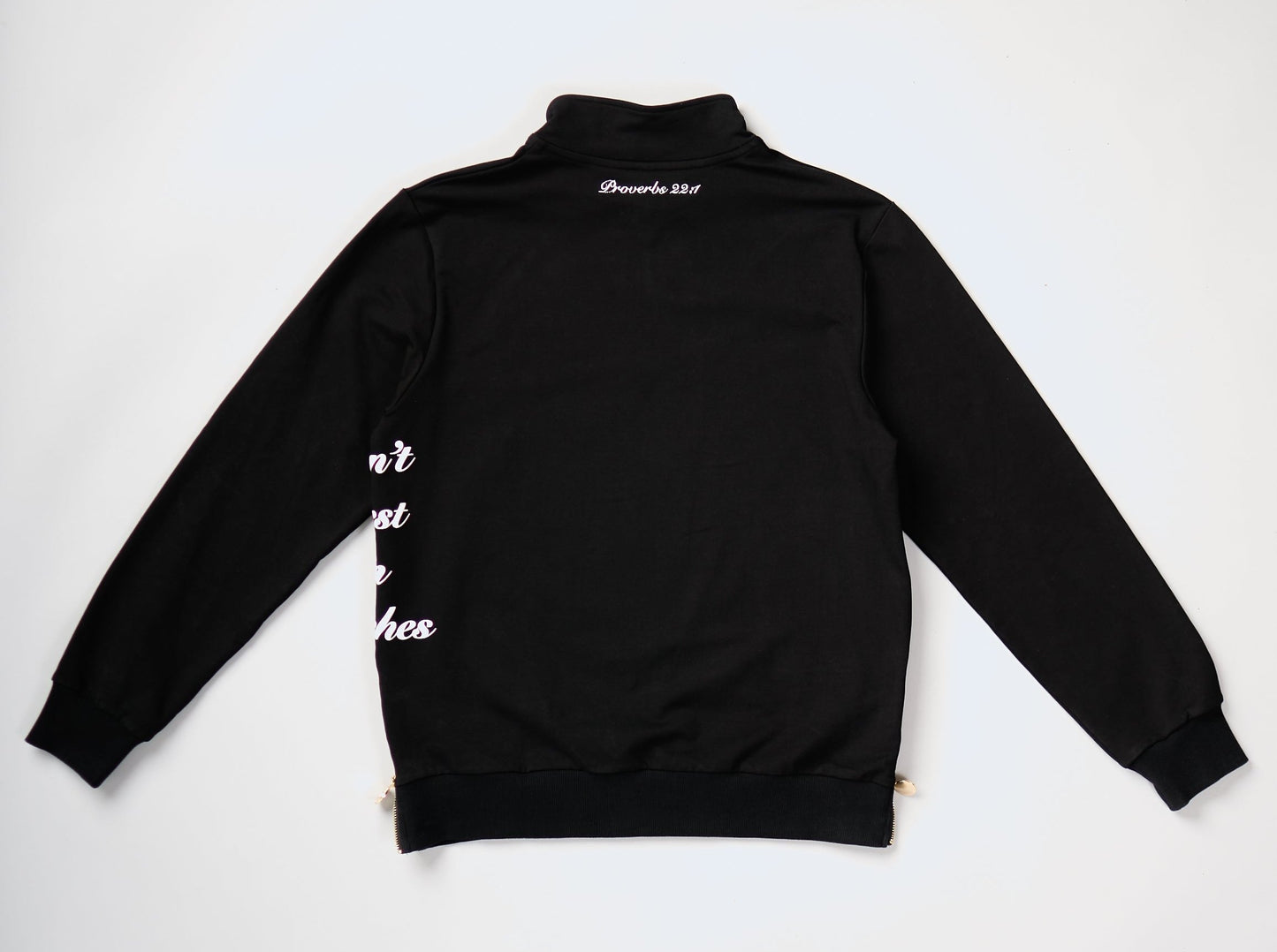 "Don't Rest on Riches" Half-Zip Sweater