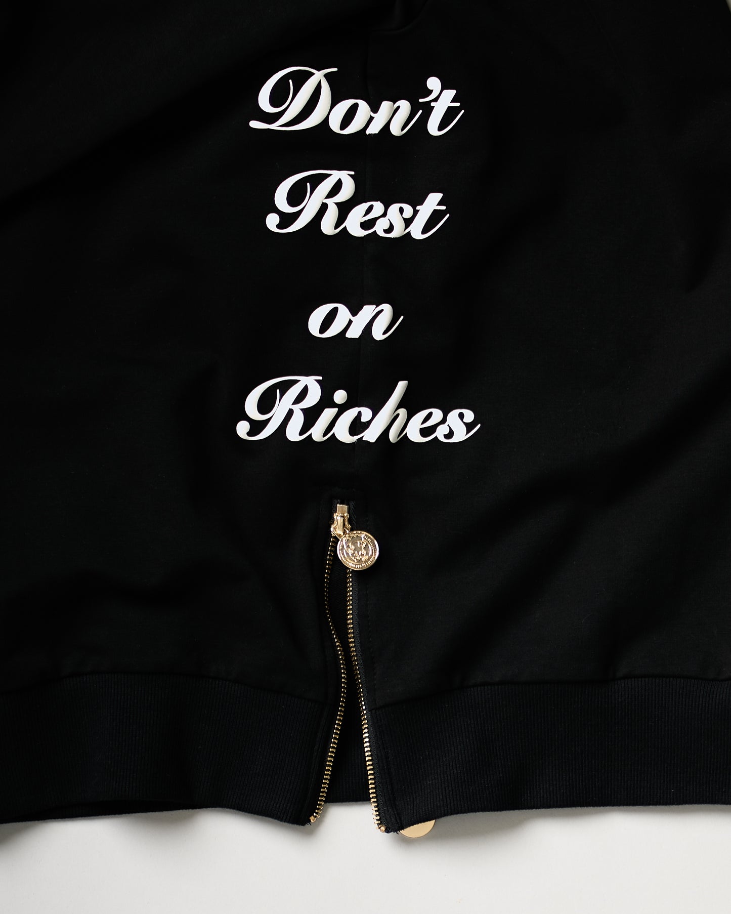 "Don't Rest on Riches" Half-Zip Sweater