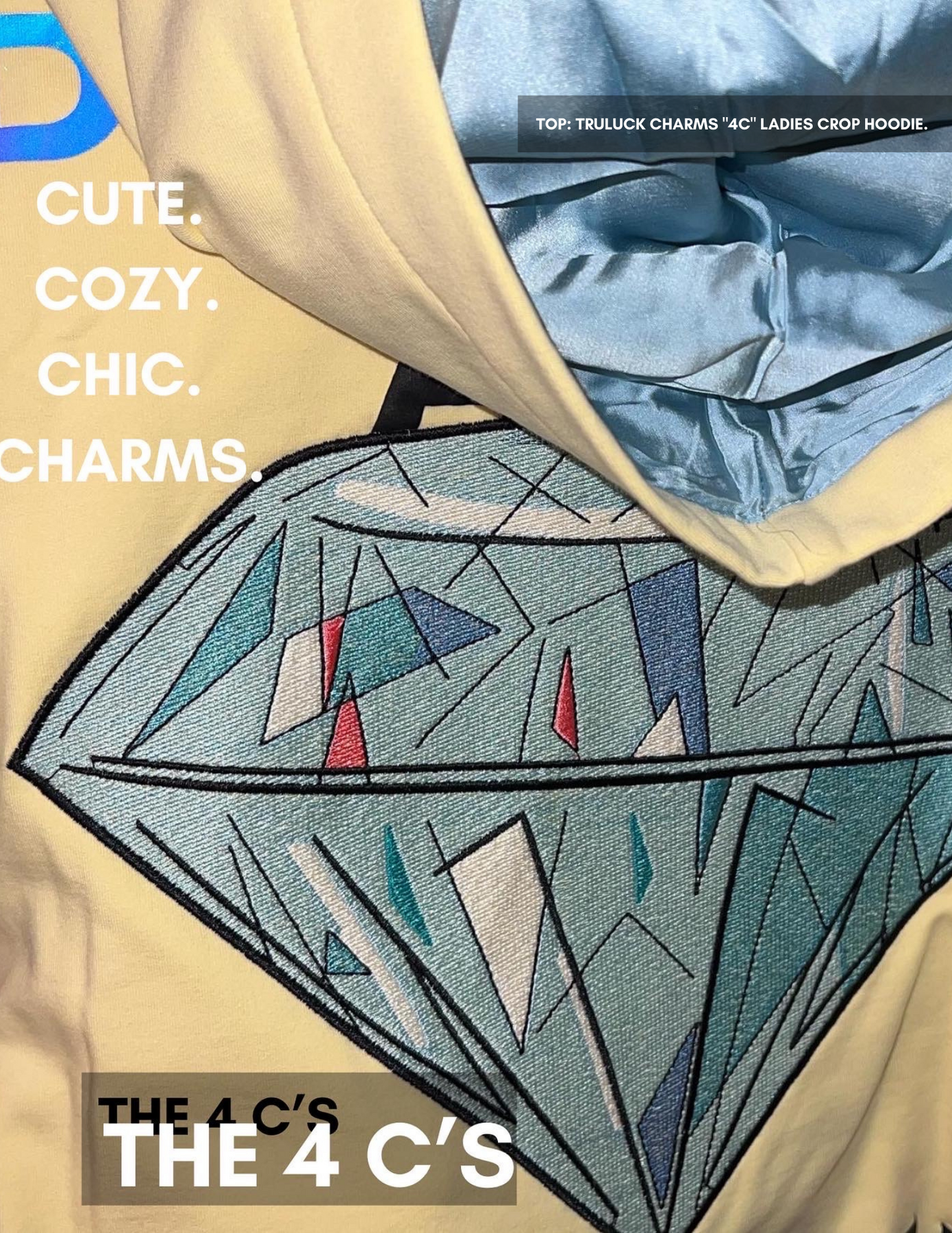 "4C" Ladies Crop Top Hoodie (Canary Yellow)