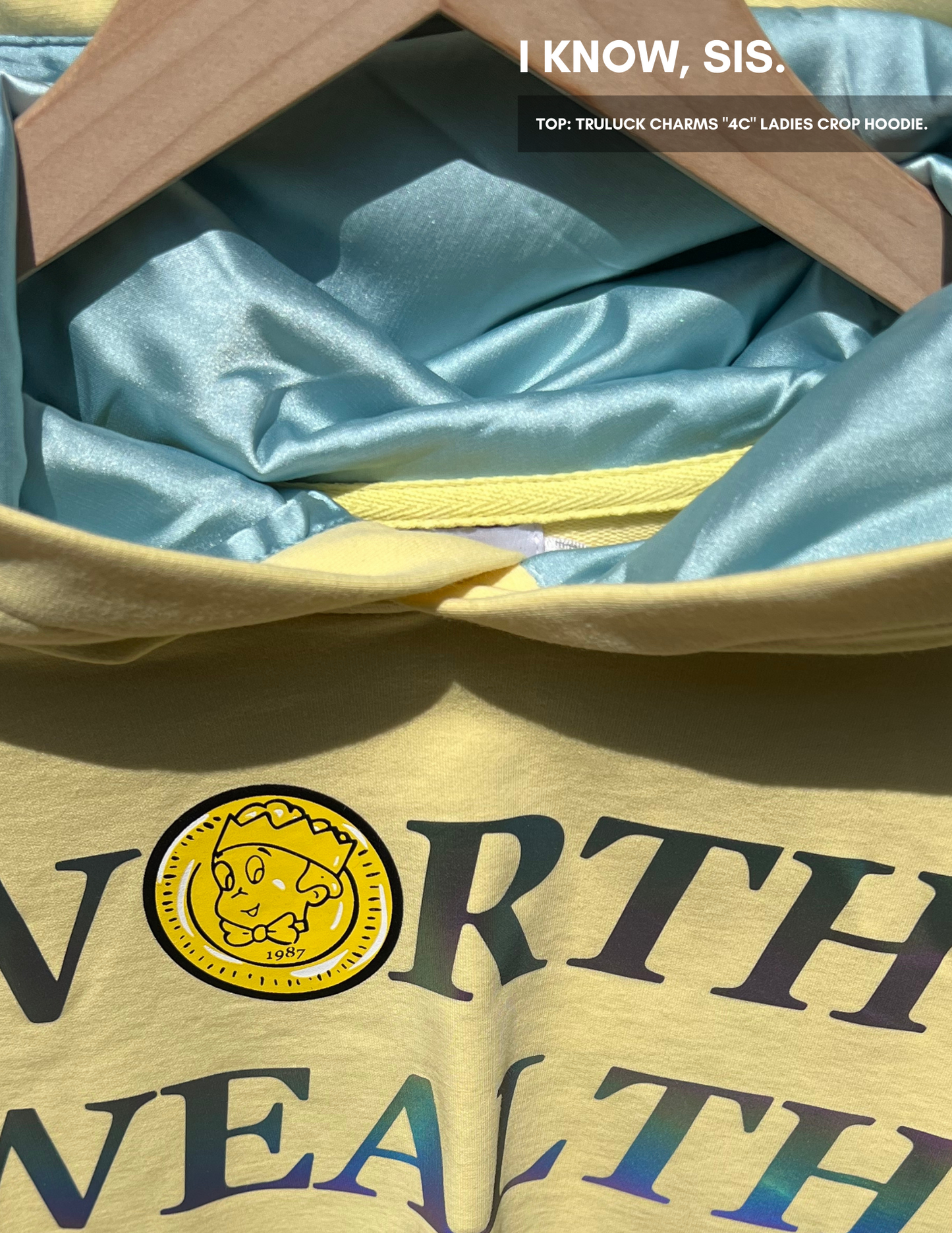 "4C" Ladies Crop Top Hoodie (Canary Yellow)