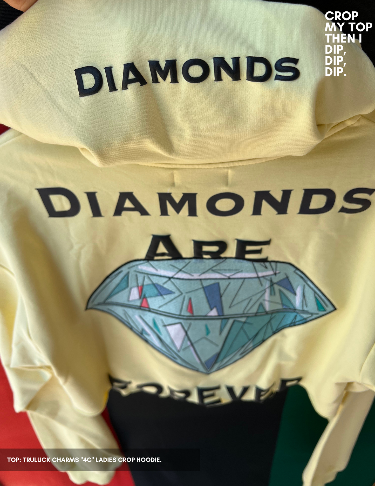 "4C" Ladies Crop Top Hoodie (Canary Yellow)