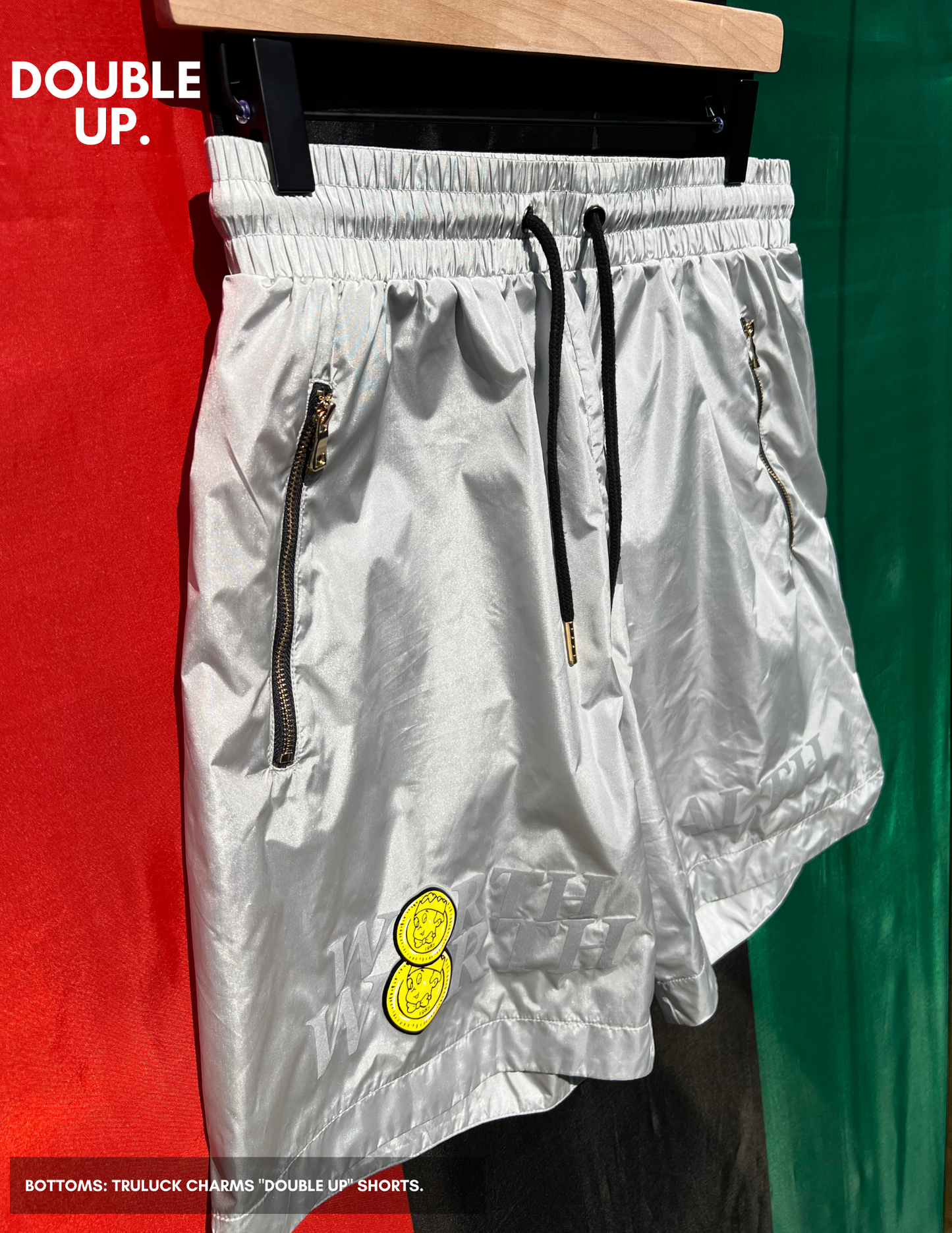 "Double Up" Nylon Shorts (Silver)