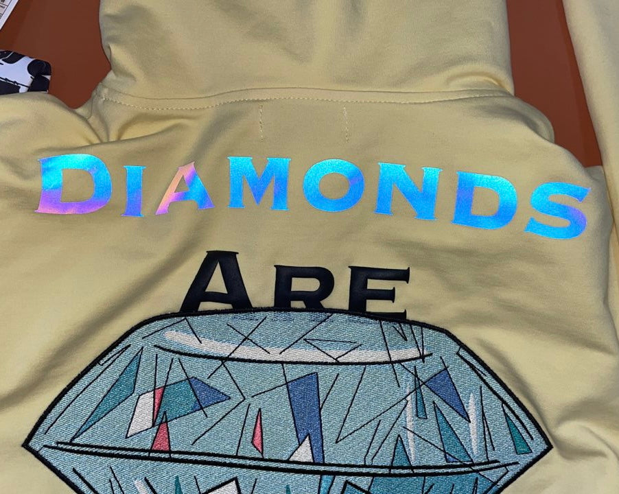 "4C" Ladies Crop Top Hoodie (Canary Yellow)