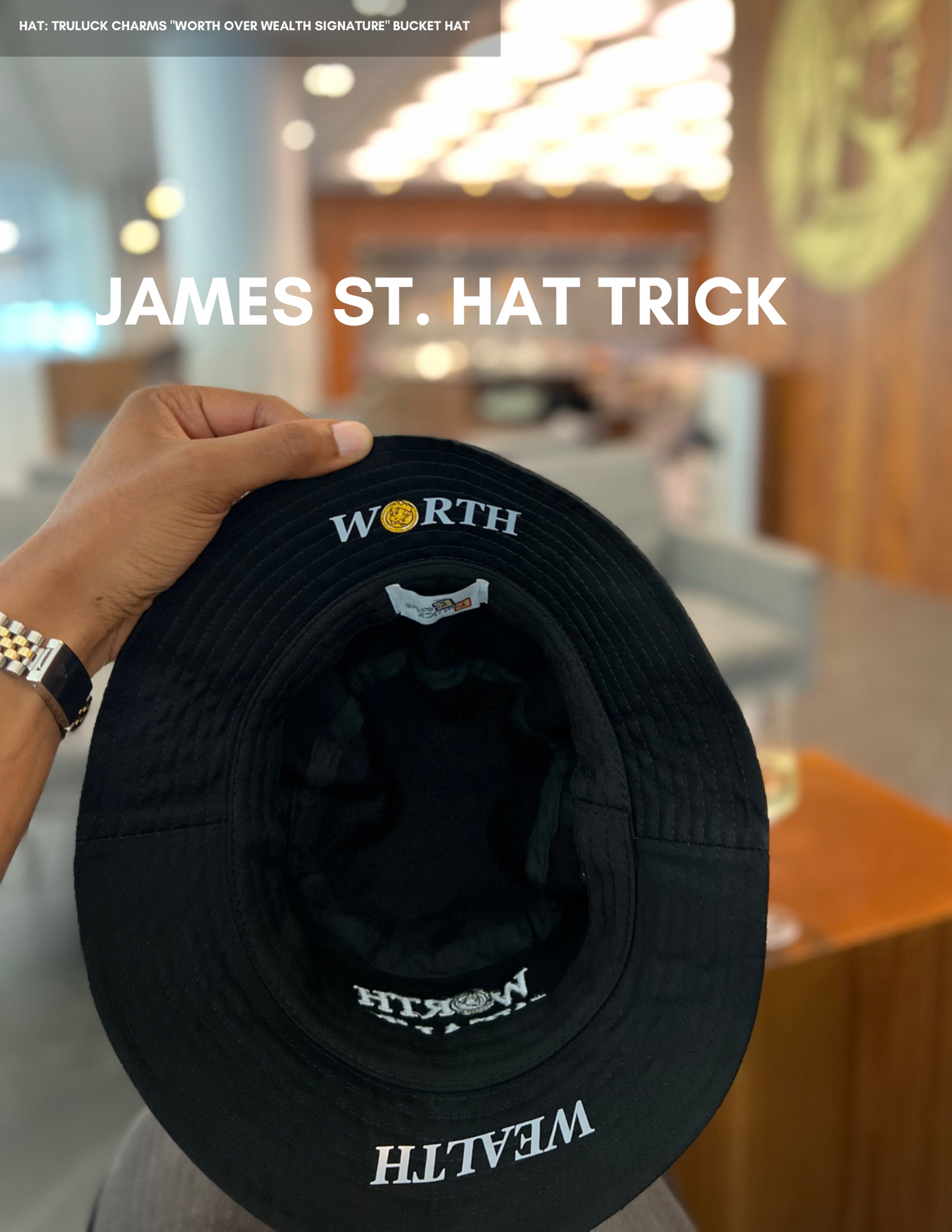 Worth over Wealth Signature Bucket Hat (Black)