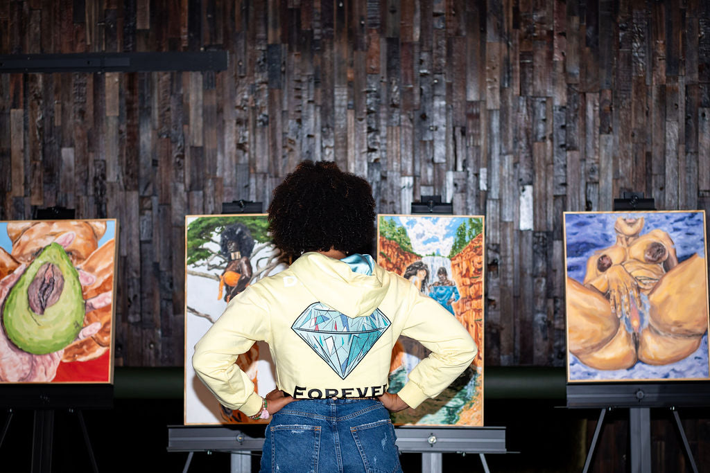 "4C" Ladies Crop Top Hoodie (Canary Yellow)