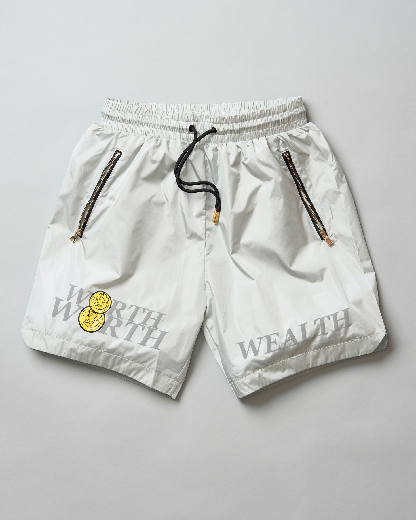 "Double Up" Nylon Shorts (Silver)