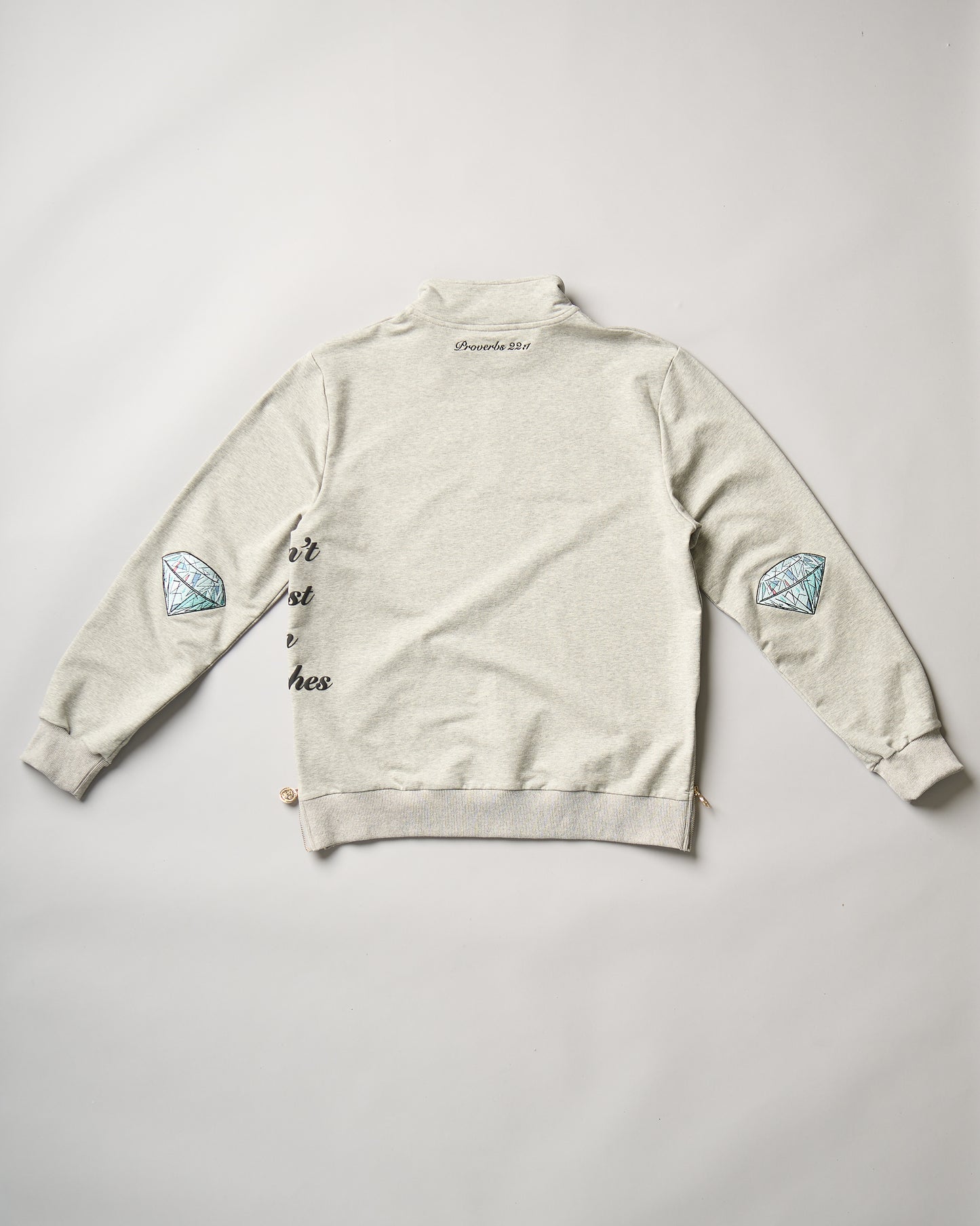 "Don't Rest on Riches" Half-Zip Sweater (Diamond Patches)
